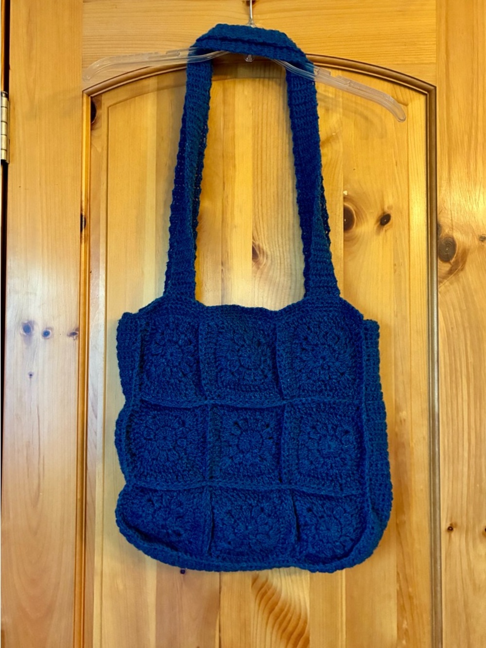 Navy Crochet Tote Bag - Women's Shoulder Bag